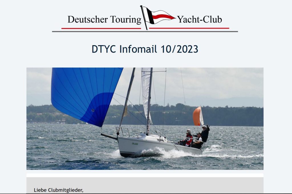 DTYC Infomail 10/2023 - Charterbuchung - Infos aus dem Casino